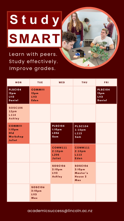 StudySMART Schedule Semester 2, 2026